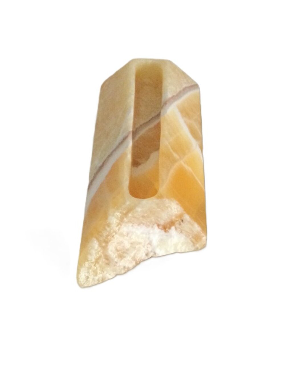 Honeycomb Calcite Business Card Holder Crystal Desk Decor Texas Artisan 5.5x2.5"